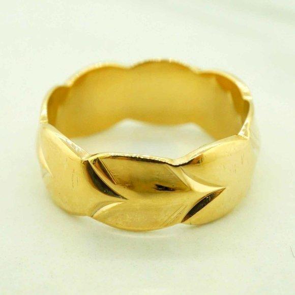 14k Yellow Gold Women's Wedding Band Ring Size 8 Estate Sale Loupe Clean 6.10g